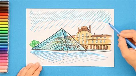 How to draw the Louvre Museum, Paris - Paris Arts Travel