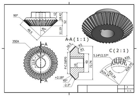 Bevel Gear - Inventor Part Design Isometric Drawing Exercises, Autocad Isometric Drawing ...