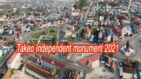 Independent monument roundabout in Takeo Province, Cambodia by drone ...