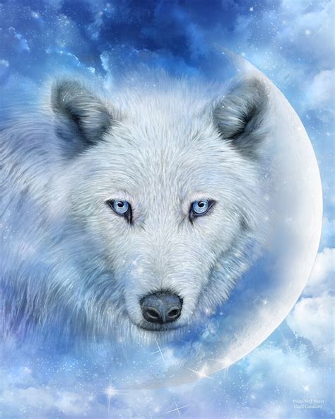 "White Wolf Moon" by Carol Cavalaris | Redbubble