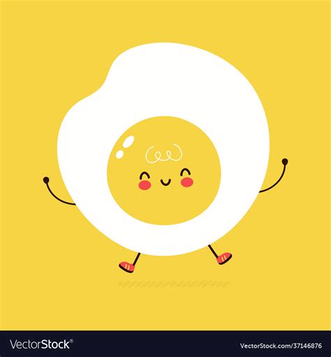 Cute funny fried egg character hand drawn Vector Image