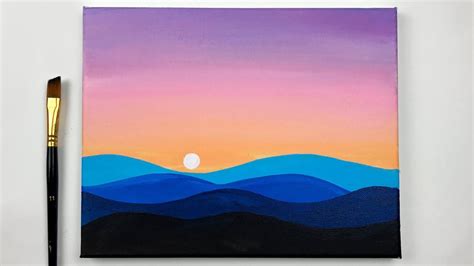 Sunset Dreams | Sunset Acrylic Painting For Beginners | Relaxing Demo | ... | Mountain painting ...