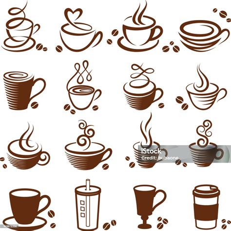 Coffee Cup Royalty Free Vector White Vector Icon Set Stock Illustration ...