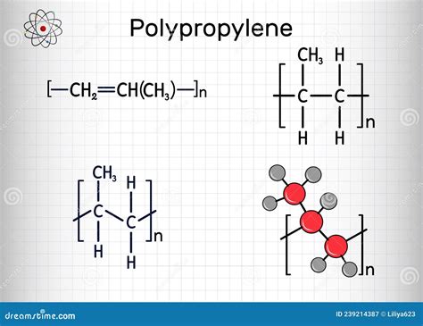 Polypropylene, Polypropene Molecule. Structural Chemical Formula and Molecule Model. Sheet of ...