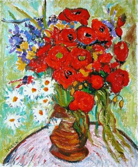 Poppy Flowers- After Van Gogh, Painting by Ixygon | Artmajeur