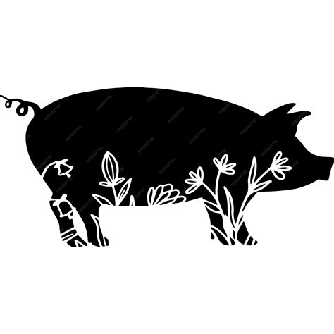 Premium Vector | Black pigs silhouette