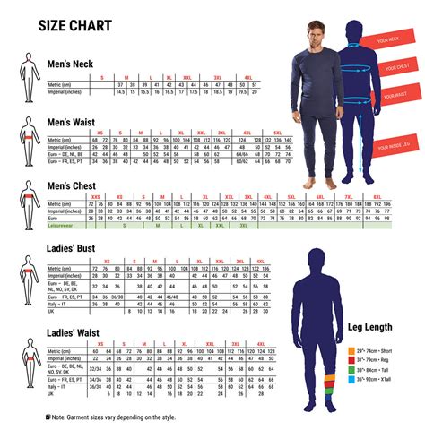 Clothing Size Guide | choicestationery.com