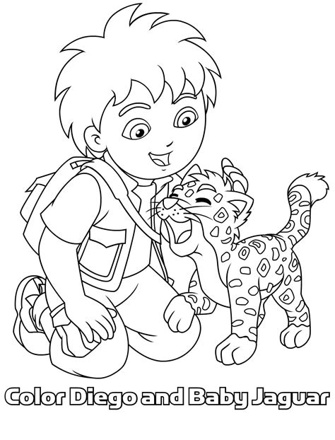 Diego en baby jaguar samen op 1 kleurplaat | Cartoon coloring pages, Angel coloring pages ...