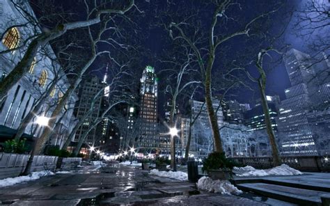 New York On A Winter Night wallpaper | nature and landscape | Wallpaper Better