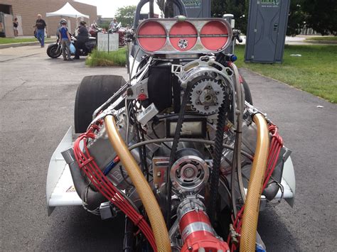 an engine is attached to the side of a race car