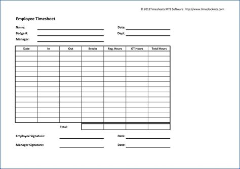 Example Of Employee Timesheet Template Spreadsheet Free For Weekly Time Card Template Free ...