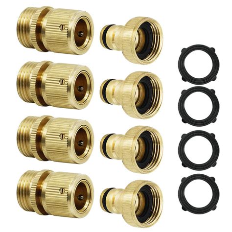 New 3/4” NPT Solid Brass Male and Female Connector Garden Hose Quick Connect Water Hose Pipe ...