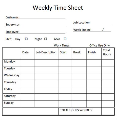 Free Printable Weekly Timesheets | shop fresh