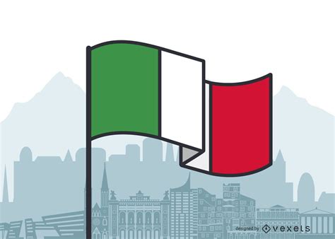 Italy Waving Flag Flat Design Vector Download