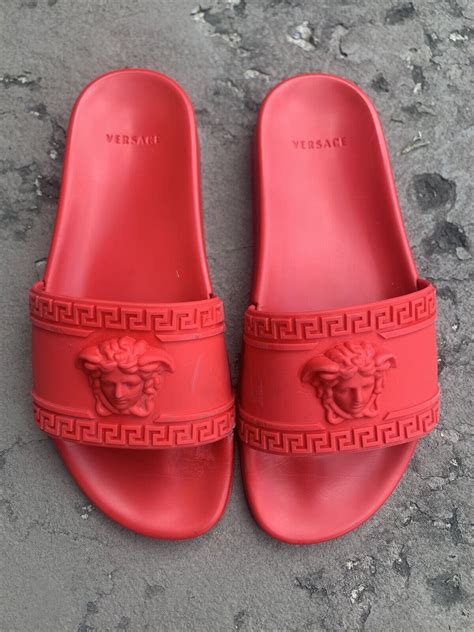 Versace Red Medusa Palazzo Sandals Slides Flip Flops … - Gem