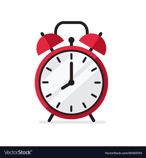 Red alarm clock in flat style Royalty Free Vector Image