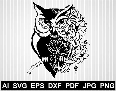 Mandala owl svg Zentangle svg free Vector design Owl | Etsy