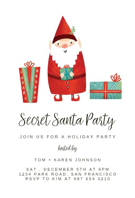 Secret Santa - Christmas Invitation Template (Free) | Greetings Island