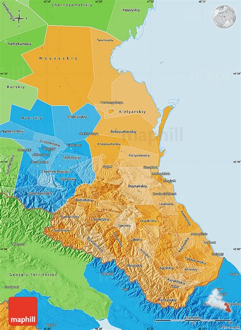 Political Shades Map of Republic of Dagestan