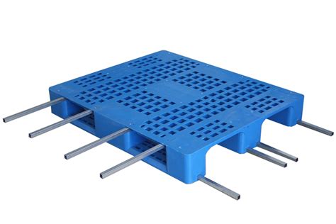 Stackable Hard Plastic Pallets Warehouse Plastic Shipping Pallets With Steel Bars For Racking