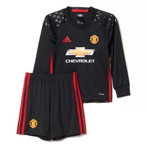 adidas Manchester United 2016/17 Kids Junior Mini Home Goalkeeper Kit Black | eBay