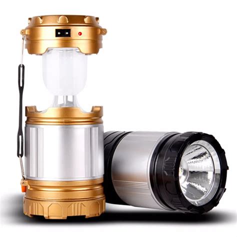 LED Portable Lantern 2 in 1 Solar Power Portable Flashlight Shockproof Home Garden Night Light ...