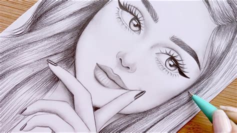 Pencil Sketch Girl Face