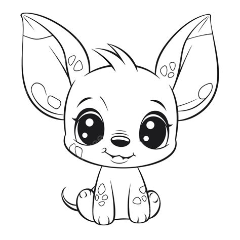 Cute Little Chihuahua Puppy Coloring Page Outline Sketch Drawing Vector, Cute Stitch Drawing ...