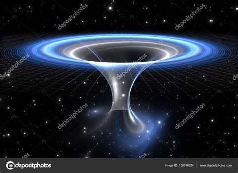 Wormhole or blackhole, funnel-shaped tunnel that can connect one ...