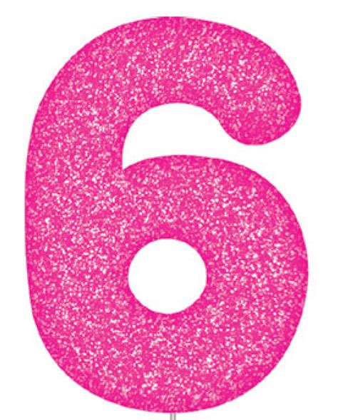 Pink Glitter Number Cake Birthday Candles 6