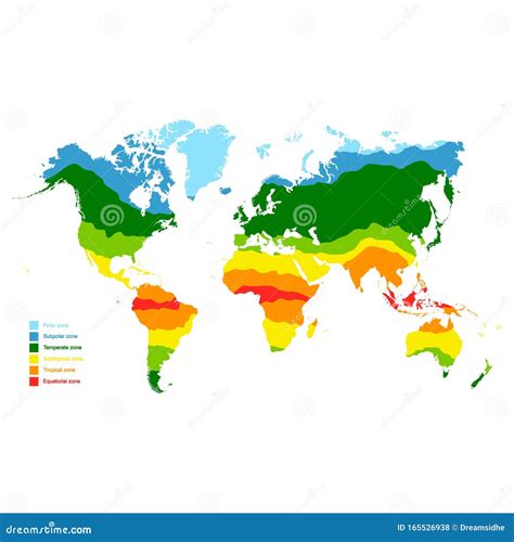 Map with World Climate Zones Stock Vector - Illustration of continent ...