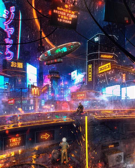 “Chaos”, cyberpunk city concept art by Guez Speedarts (me), 2021 (speedart video in comments ...