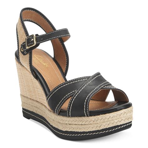 Clarks Artisan By Amelia Air Platform Wedge Sandals in Black | Lyst