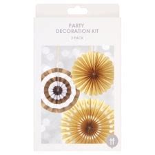 Party Decoration Kit 3 Pack Gold - Tesco Groceries