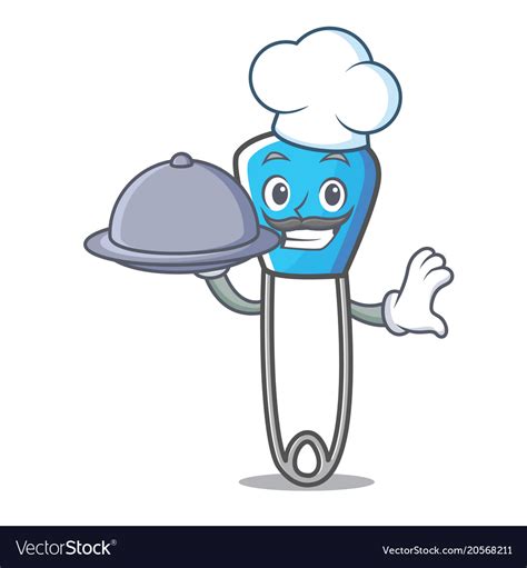 Chef with food safety pin mascot cartoon Vector Image