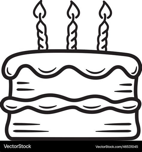 Black birthday cake doodle drawing Royalty Free Vector Image