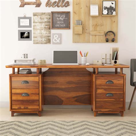 Hondah Rustic Solid wood 70 Inch Large Home Office Modern Executive Desk