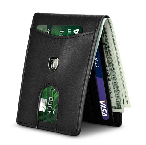 Njjex RFID Blocking Slim Bifold Genuine Leather Minimalist Front Pocket Wallets for Men ...