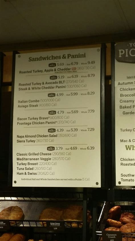 Panera Bread Menu Prices