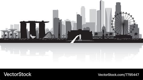 Singapore city skyline silhouette Royalty Free Vector Image