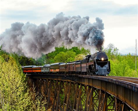 Norfolk & Western Class J 611, a 4-8-4 steam locomotive, pulls an excursion train in Virginia ...