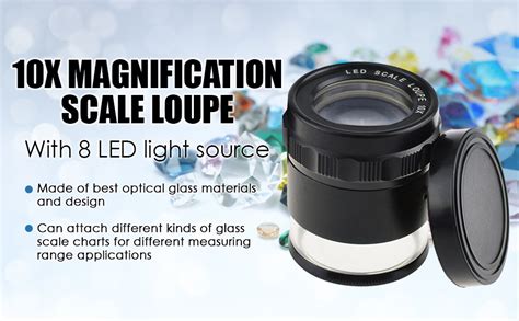 Amazon.com: Scale Loupe 10x Magnification 8 LED Light 4 Glass Scale ...