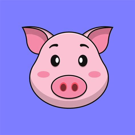 Cute pig face cartoon vector icon illustration. Flat cartoon style. Pig Illustration. 16445417 ...