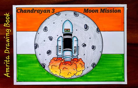 Chandrayan 3 moon mission special drawing | Chandrayan 3 drawing | Rocket Launch Drawing easy ...