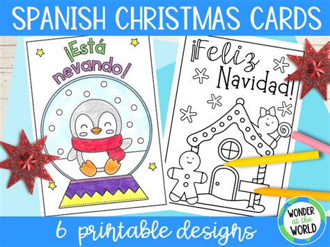 Spanish Christmas cards to colour and write KS2 KS3 Navidad | Teaching Resources