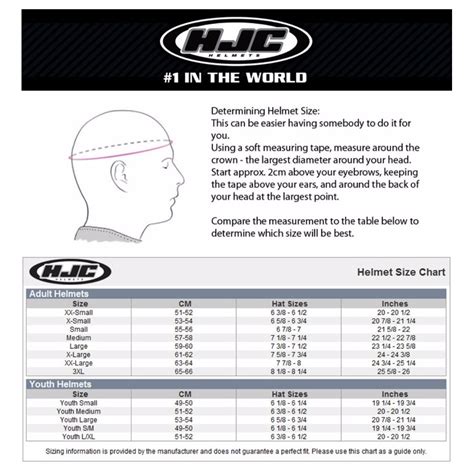 Youth Helmet Size Chart