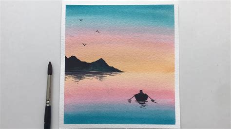 Simple Watercolor Sunset Tutorial | Easy Watercolor Sunset Painting for ... | Small canvas art ...