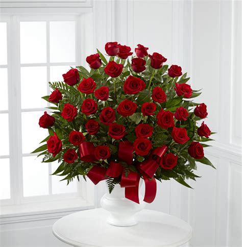 All Red Rose Funeral Basket - Creative Floral Designs