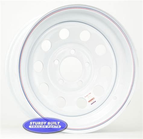 15 inch 5 Bolt White Modular Trailer Wheel 5 on 4 1/2 Lug Pattern