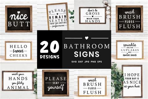 Farmhouse Bathroom Signs Svg Bundle | Home Decor Signs